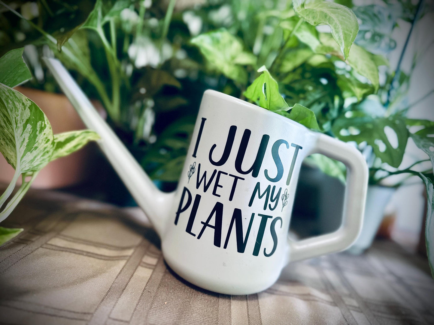 Watering Can "I Just Wet My Plants" Plastic Watering Can Permanent Vinyl Design