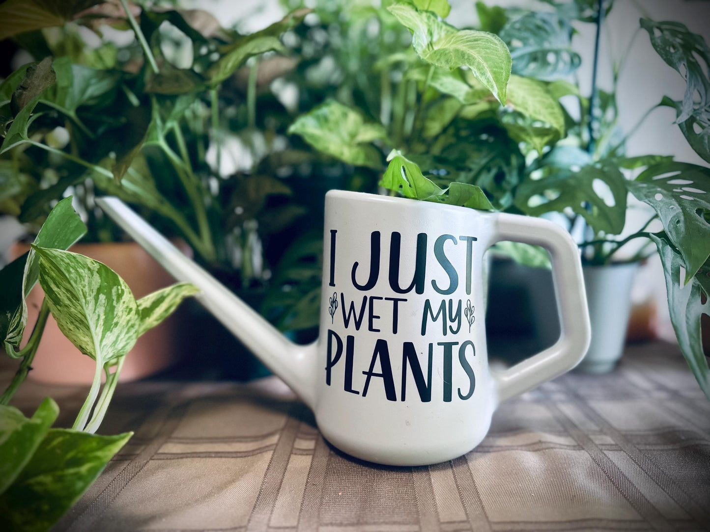 Watering Can "I Just Wet My Plants" Plastic Watering Can Permanent Vinyl Design