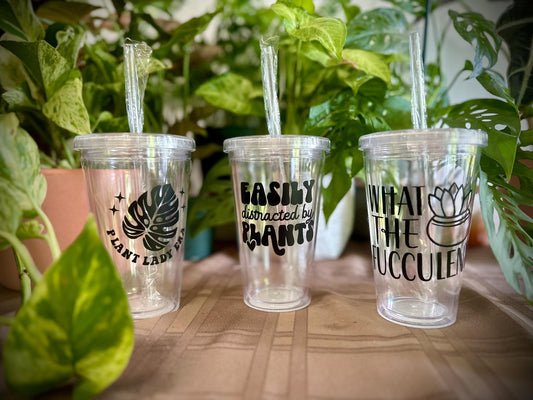 Houseplant Themed Plastic Tumbler