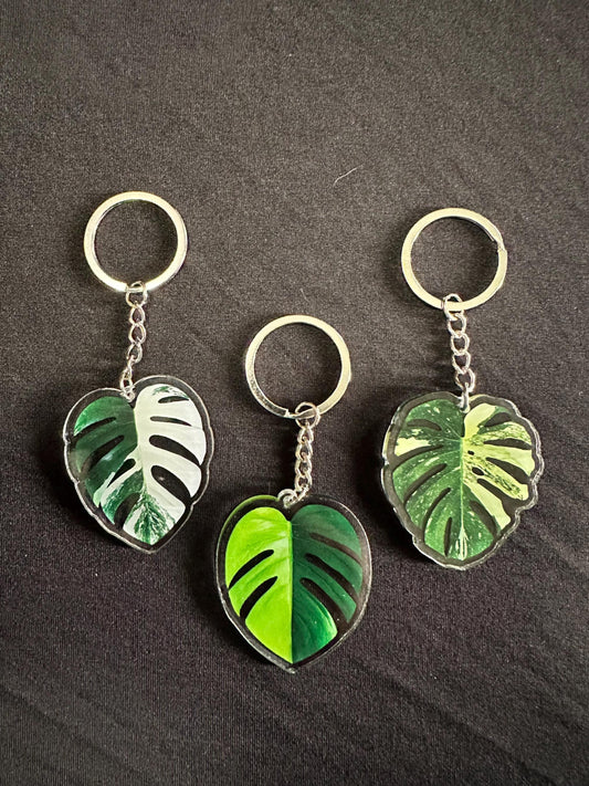 Monstera Leaf Acrylic Key Chain. Albo, Lemon Lime, Mint Monstera